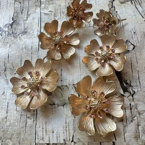 Gold Floral Statement Earrings